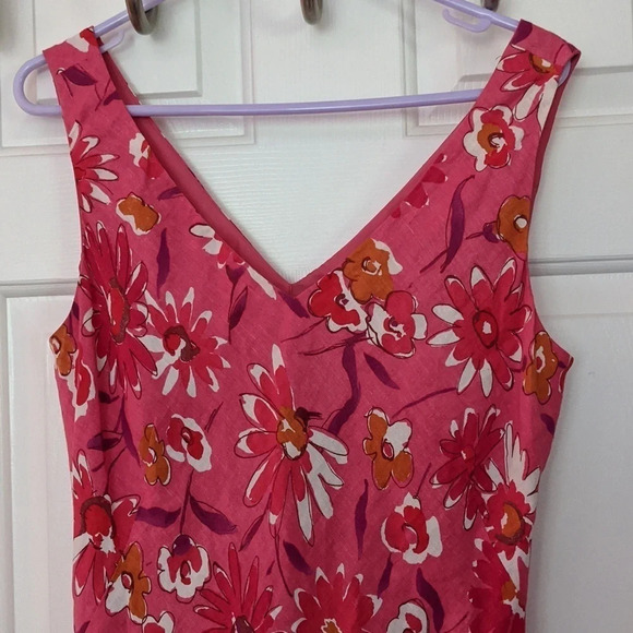 Evan Picone Sz 12 Pullover Linen Blend Dress Special Occasion Classic Fit Floral - Picture 2 of 3